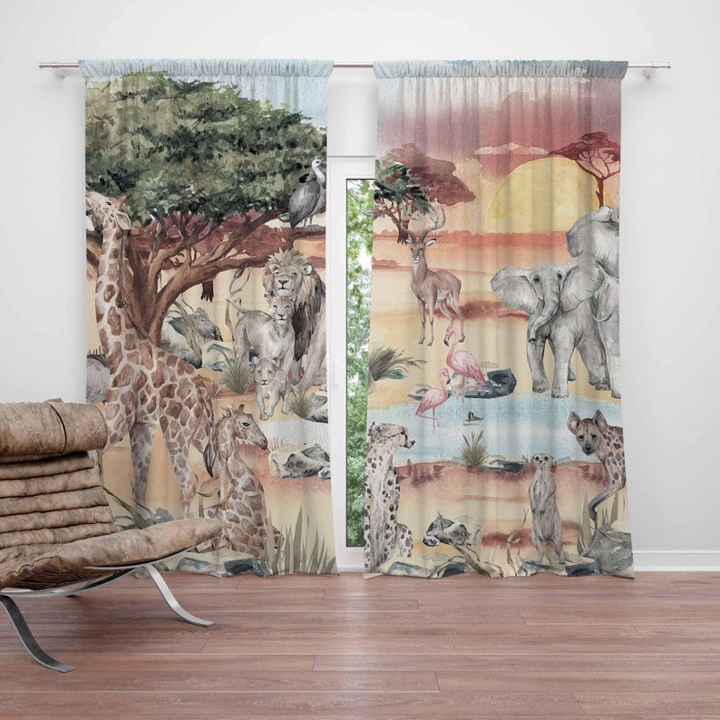 Baby Nursery Blackout Curtains - Safari Dieren Gordijn Kinderkamer Kinderkamer Gordijnen