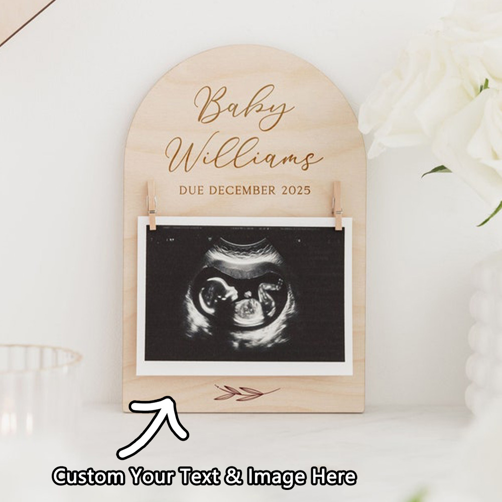Photo Frame Baby - Gepersonaliseerde zwangerschap aankondiging teken | Houten