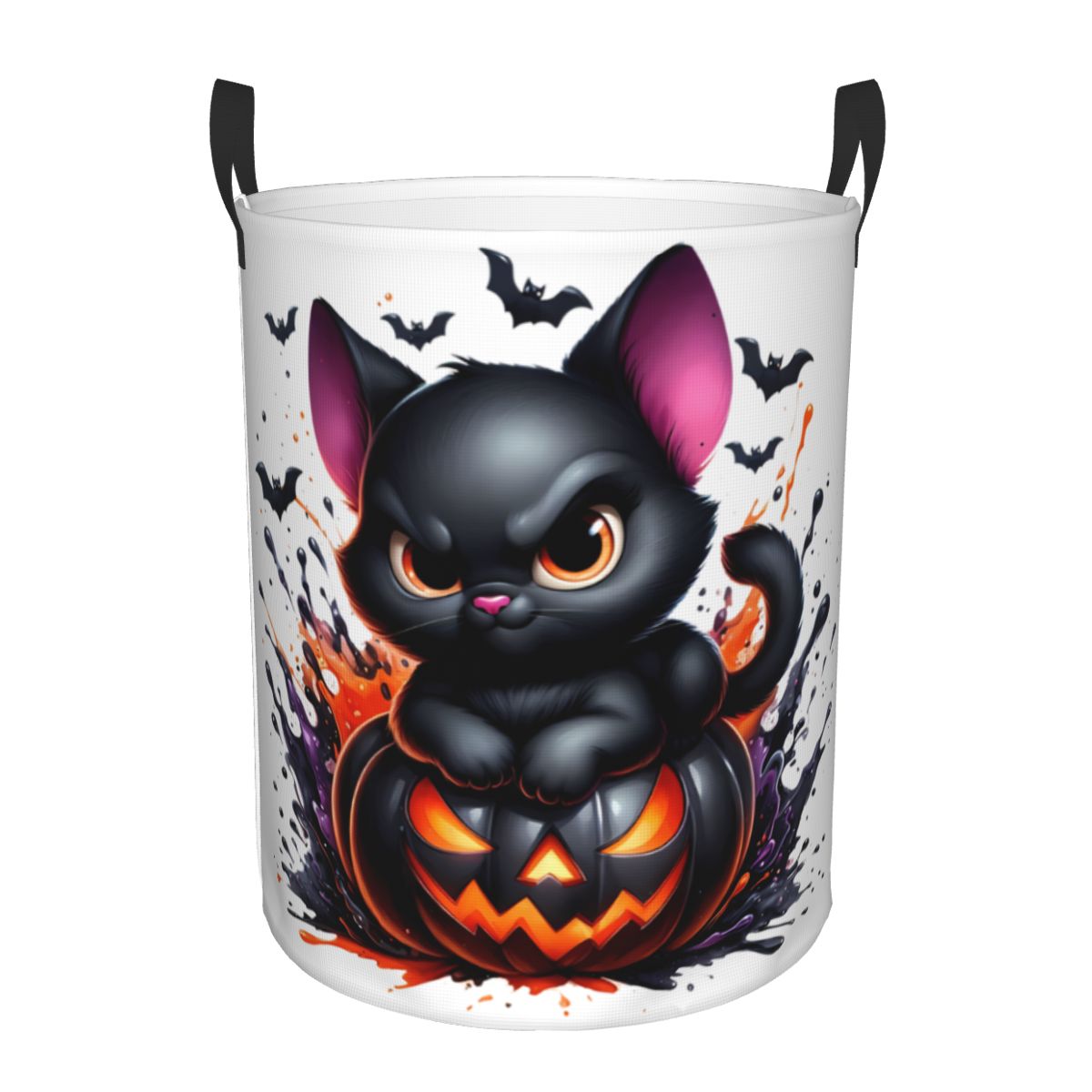 Baby Nursery Laundry Hamper - Halloween Zwarte Kat Pompoenen Wasmand Opvouwbare