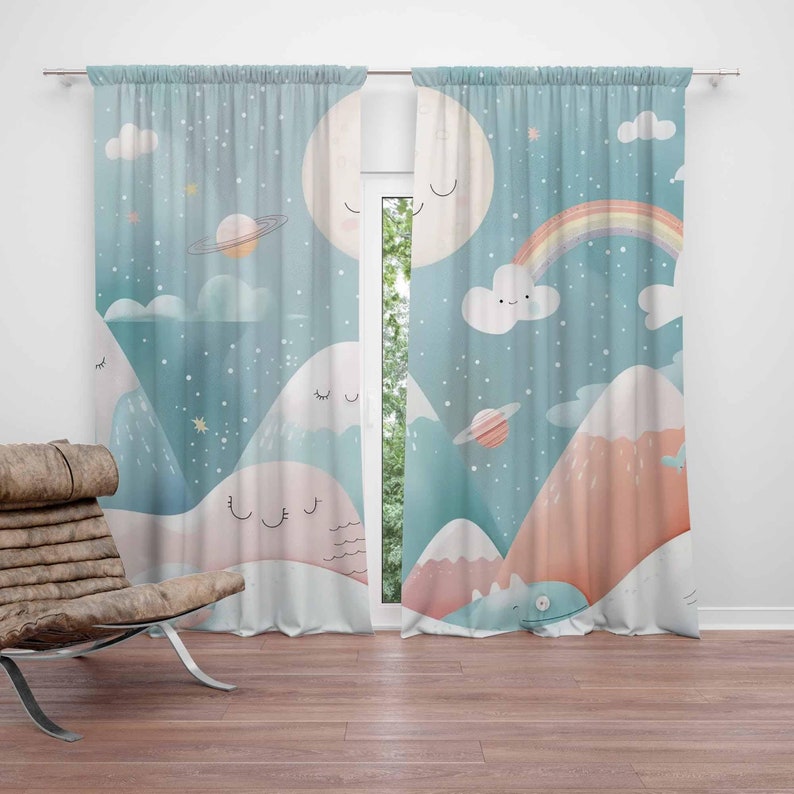 Baby Nursery Blackout Curtains - Berg Regenboog Baby Kinderkamer Gordijnen Cloud