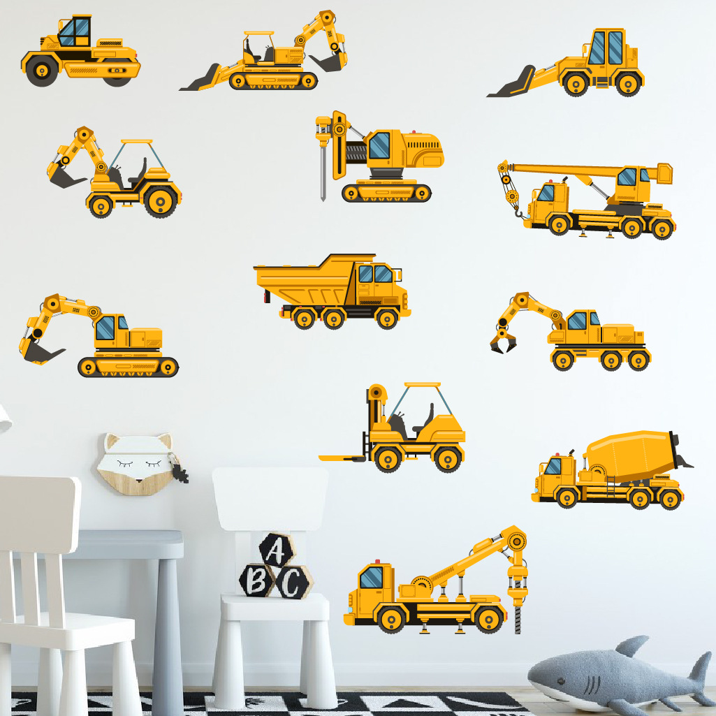 Baby Nursery Decals - Cartoon graafmachine techniek auto muursticker zelfklevende