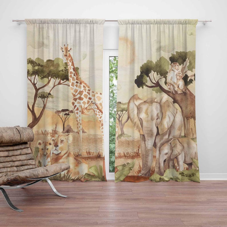 Baby Nursery Blackout Curtains - Moeder en Baby Gordijnen Safari Dieren