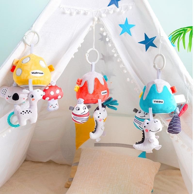 Crib Mobile Musical - QX2D Pluche dierenwiegspeeltje Trekkoord Trillingen Interactieve