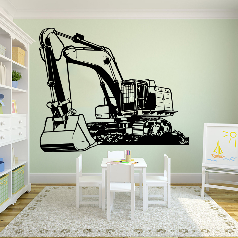 Baby Nursery Decals - Grote zware uitrusting graafmachine graver muursticker