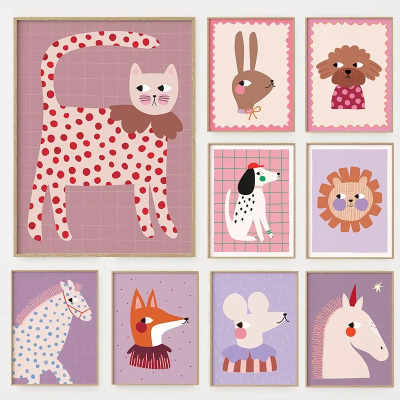 Baby Nursery Wall Art - Cartoon schattige dieren illustratie poster hond