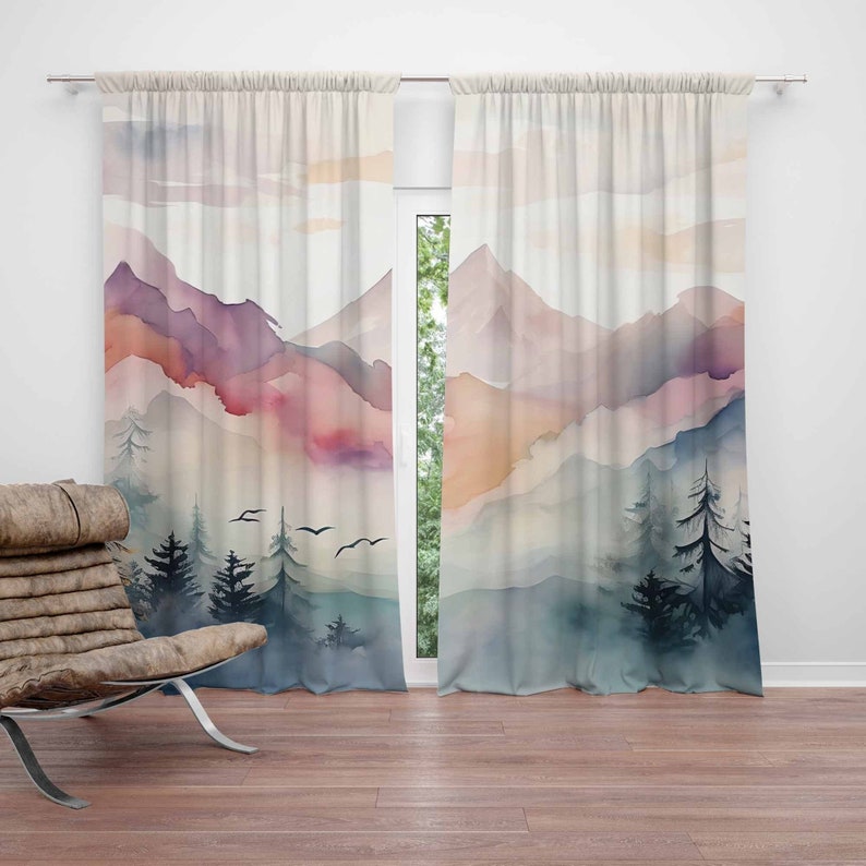 Baby Nursery Blackout Curtains - Mountain Forest Kinderkamer Gordijn Kinderslaapkamer Gordijnen