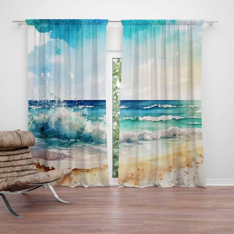 Baby Nursery Blackout Curtains - Sea Wave Gordijnen Oceaan Natuur Slaapkamer