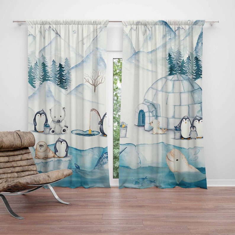 Baby Nursery Blackout Curtains - Arctische Dieren Kinderkamer Gordijn Kinderslaapkamer Gordijnen
