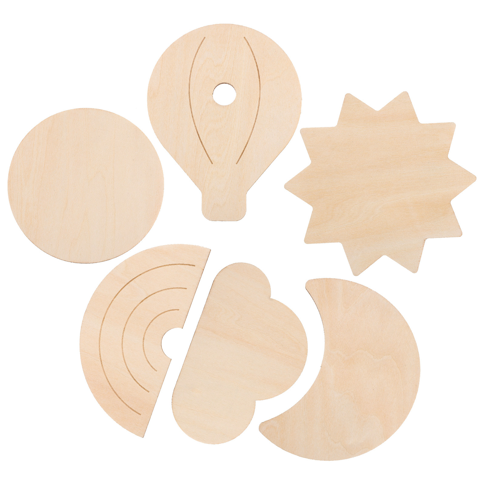 Baby Nursery Hot Air Balloon Theme - 6 stuks houten heteluchtballon muurstickers, hemelthema,