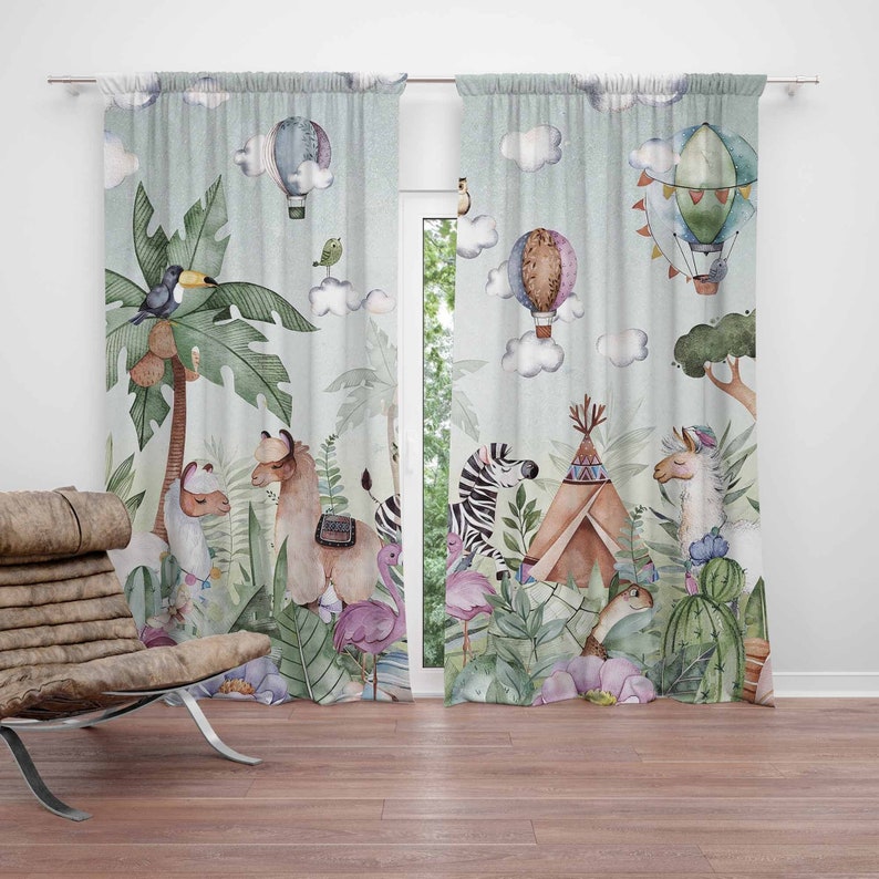 Baby Nursery Blackout Curtains - Safari Dieren Feest Kinderkamer Gordijn Kinderslaapkamer