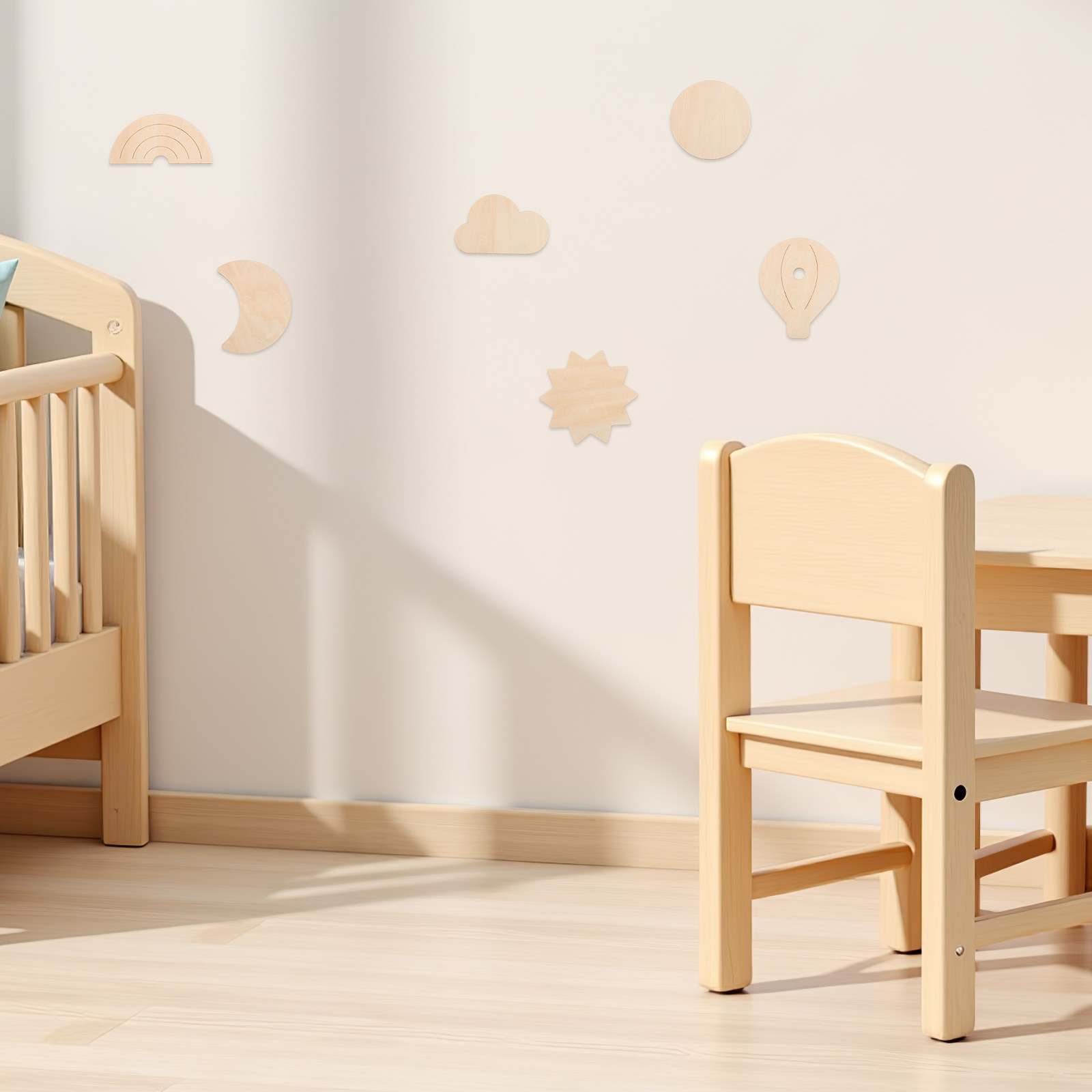 Baby Nursery Hot Air Balloon Theme - 6 stuks houten muurstickers luchtballon kinderkamerdecoratie