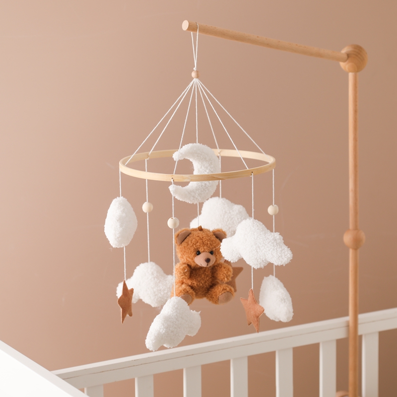 Crib Mobile Musical - Houten wiegmobiel babybed bel rammelaar speelgoed