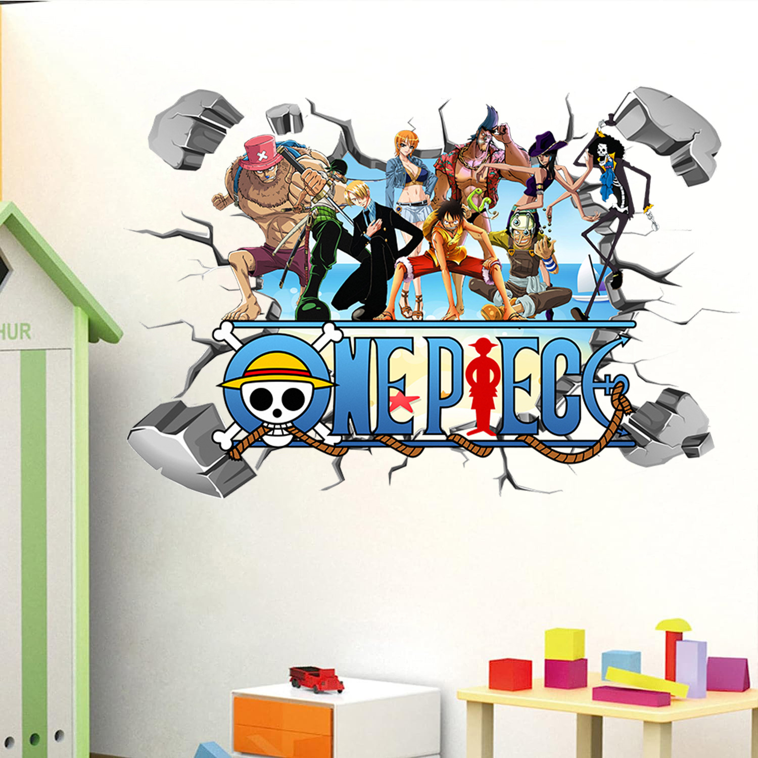 Baby Nursery Decals - Cartoon One Piece Luffy 3D-muurstickers voor