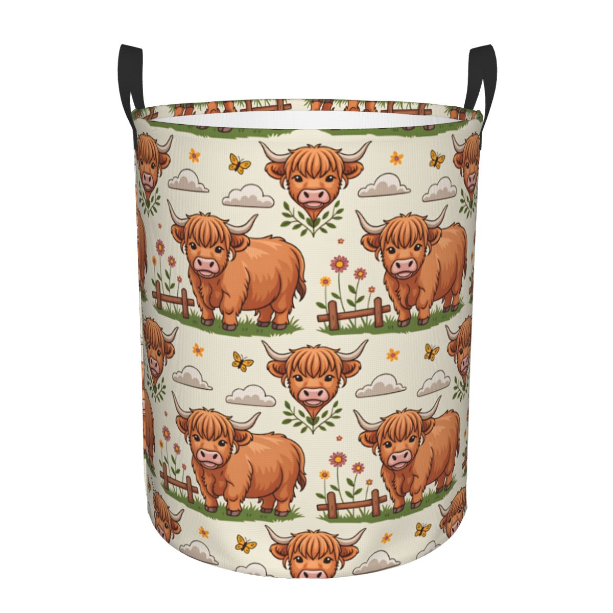 Baby Nursery Laundry Hamper - Cartoon Highland Cows wasmand opvouwbare babymand