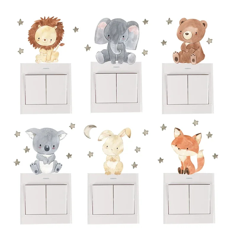 Baby Nursery Decals - 1/2/4/6set Cartoon Dieren Muurstickers Voor Kinderkamer