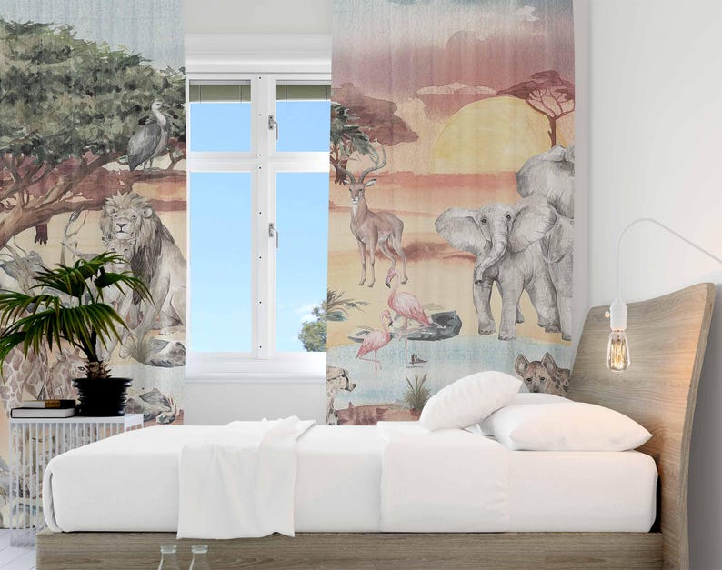 Safari Dieren Gordijn Kinderka - Baby Nursery Blackout Curtains recensie en prijs