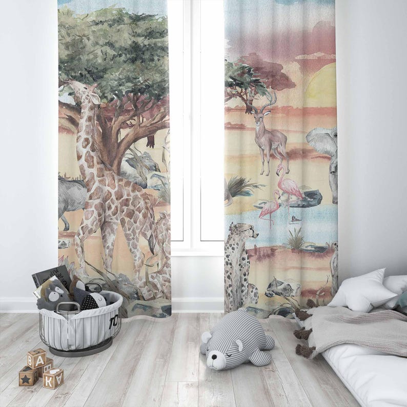 Safari Dieren Gordijn Kinderka - Baby Nursery Blackout Curtains recensie en prijs