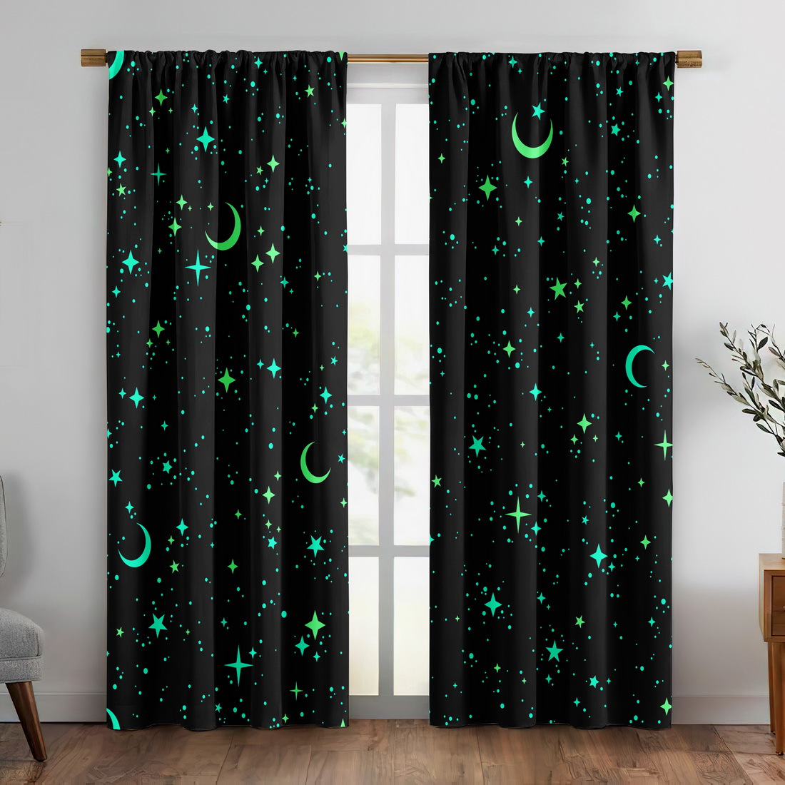 2 panelen Glow in the Dark Sta - Baby Nursery Blackout Curtains recensie en prijs