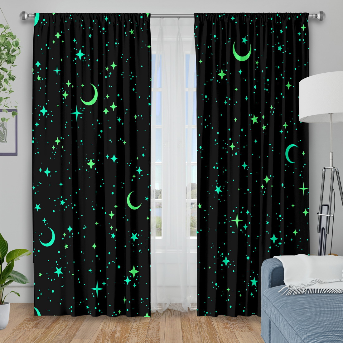 2 panelen Glow in the Dark Sta - Baby Nursery Blackout Curtains recensie en prijs