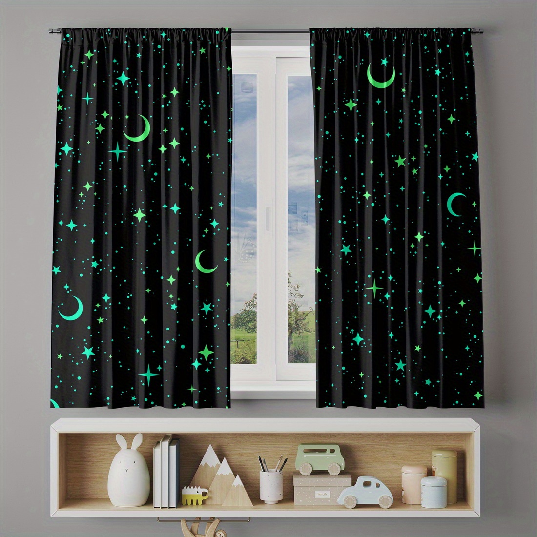 2 panelen Glow in the Dark Sta - Baby Nursery Blackout Curtains recensie en prijs