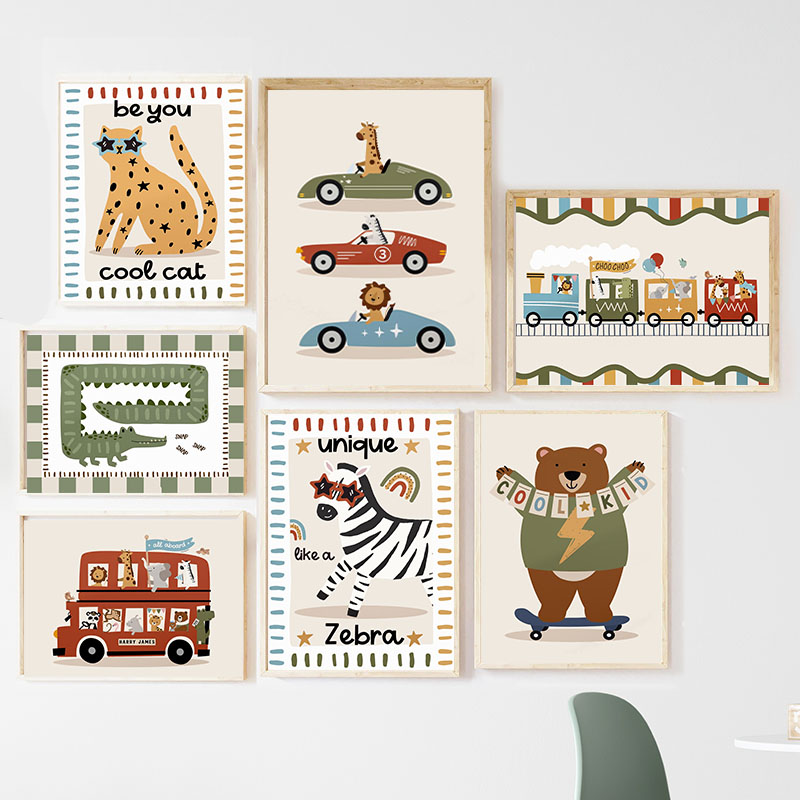 Grappige Cartoon Dieren Auto B - Animals Baby Nursery recensie en prijs