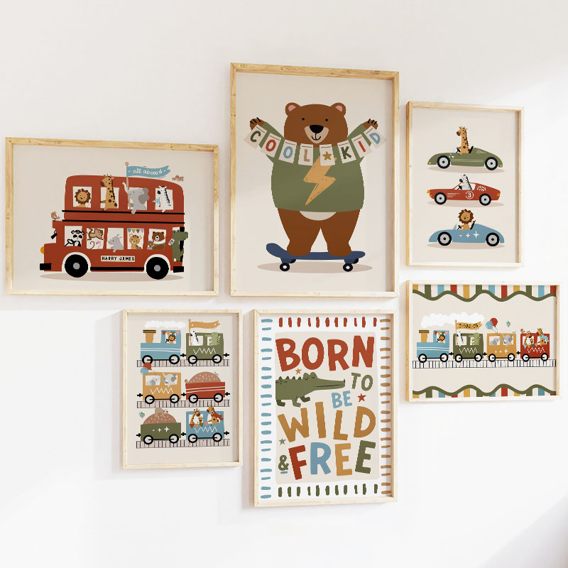 Grappige Cartoon Dieren Auto B - Animals Baby Nursery recensie en prijs