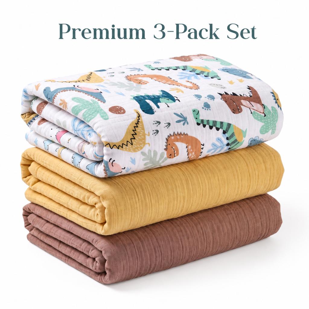 3-pack baby muslin omslagdeken - Baby Nursery Boy recensie en prijs