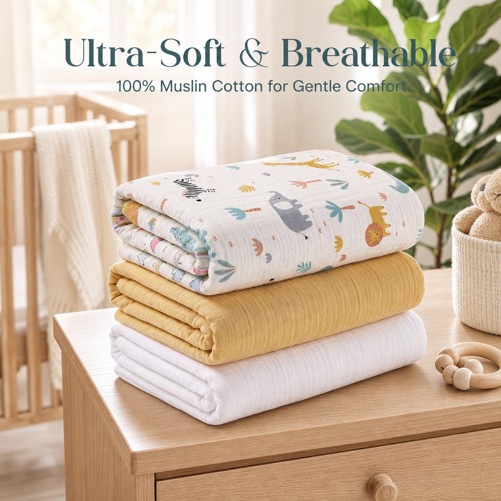 3-pack baby muslin omslagdeken - Baby Nursery Boy recensie en prijs