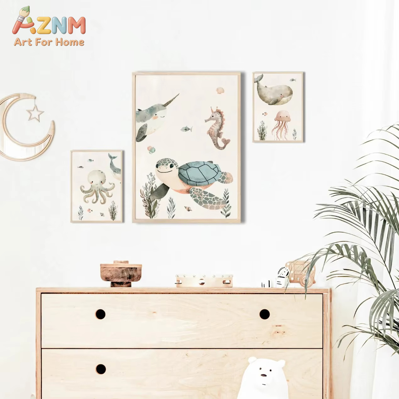AZNM aquarel schattig oceaandi - Baby Nursery Wall Art recensie en prijs