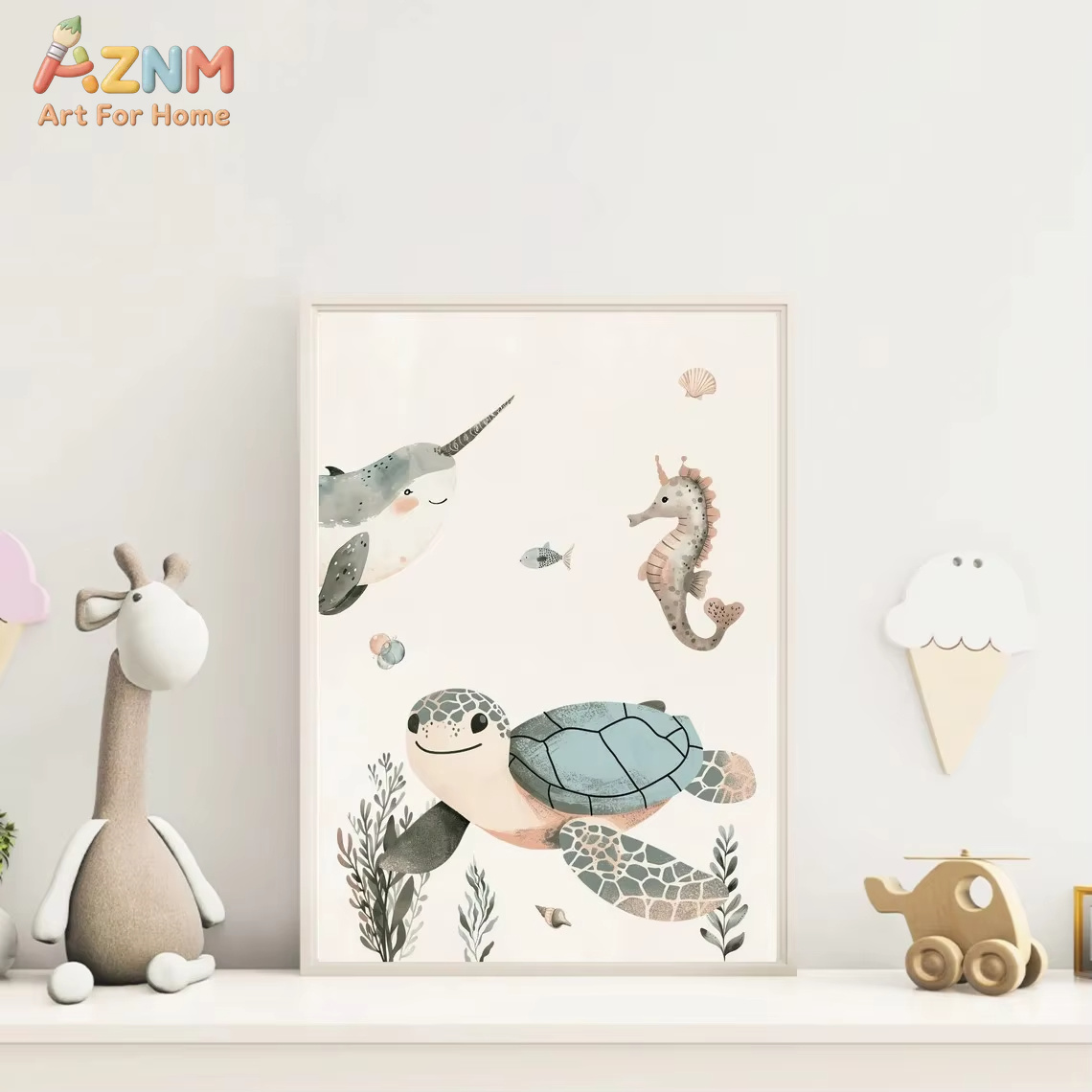 AZNM aquarel schattig oceaandi - Baby Nursery Wall Art recensie en prijs