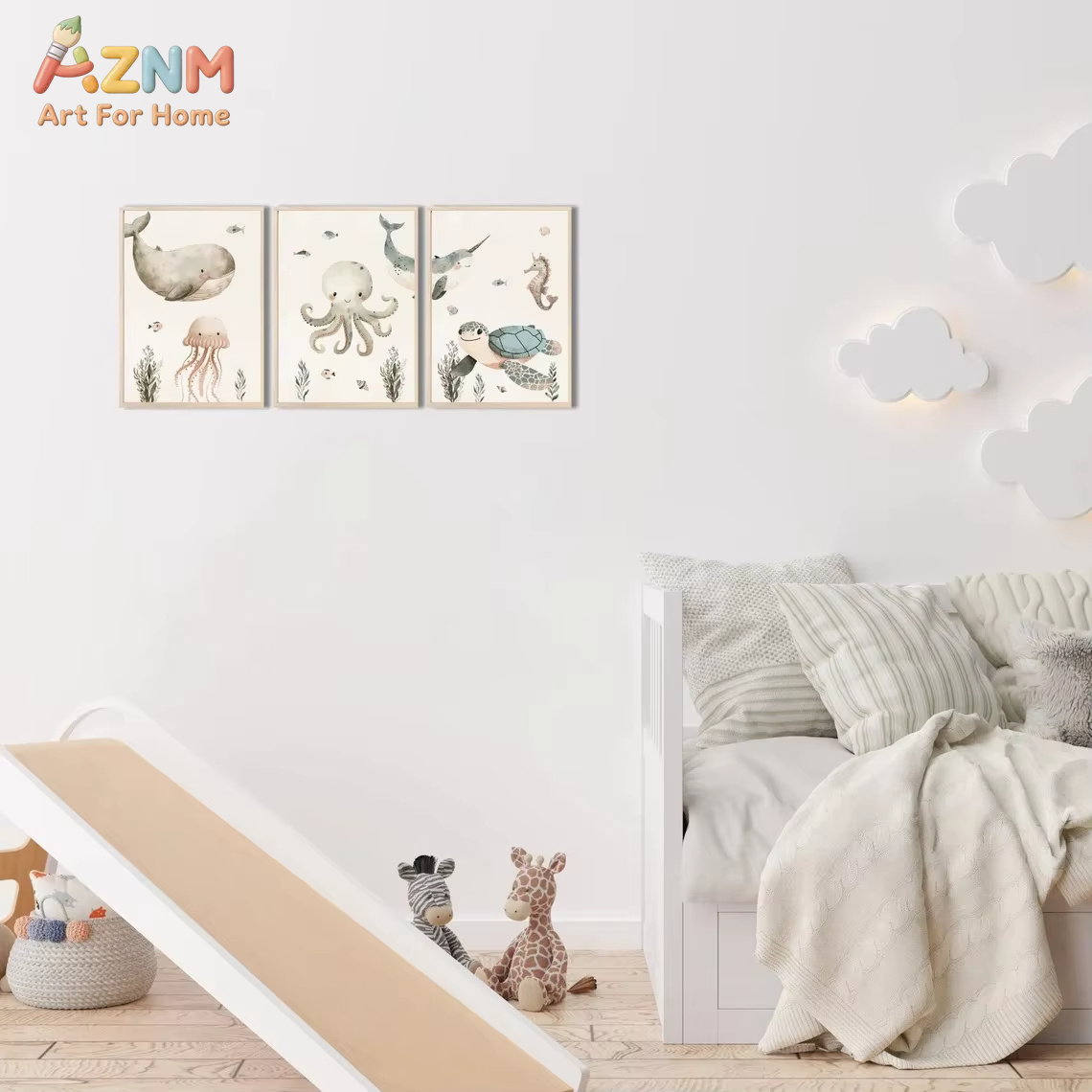AZNM aquarel schattig oceaandi - Baby Nursery Wall Art recensie en prijs