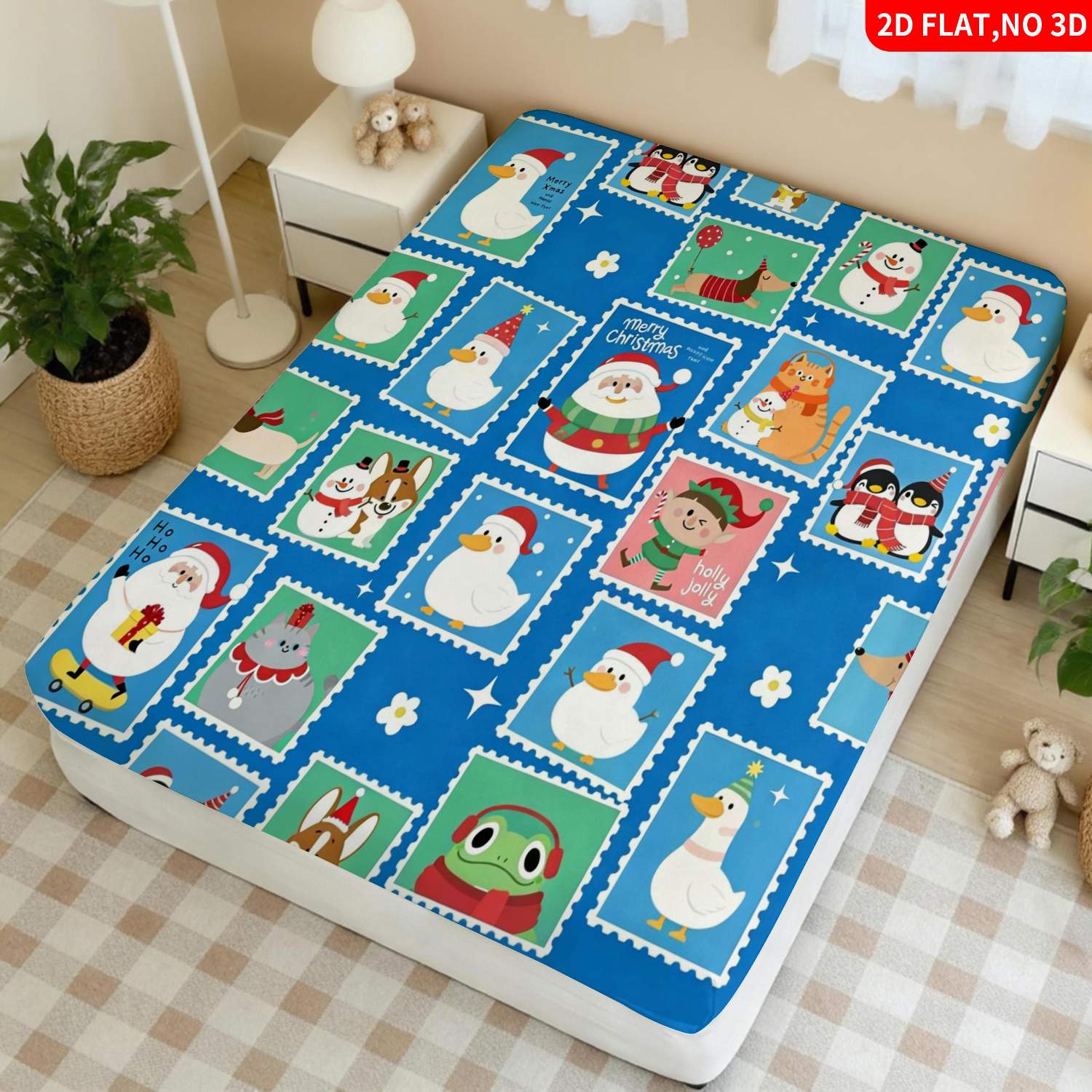 Kerst-dierenprint blauwe bedde - Baby Nursery Animal Theme recensie en prijs