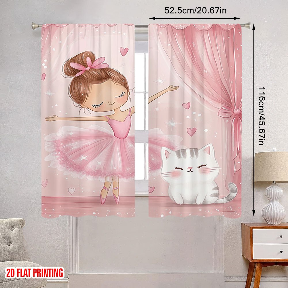 Roze ballerina en kat verduist - Baby Nursery Blackout Curtains recensie en prijs