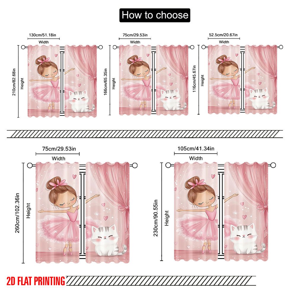 Roze ballerina en kat verduist - Baby Nursery Blackout Curtains recensie en prijs