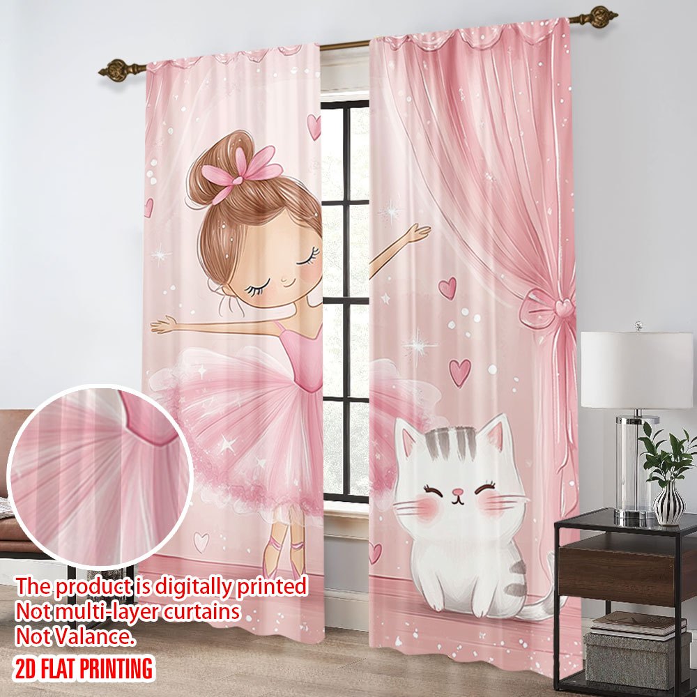 Roze ballerina en kat verduist - Baby Nursery Blackout Curtains recensie en prijs