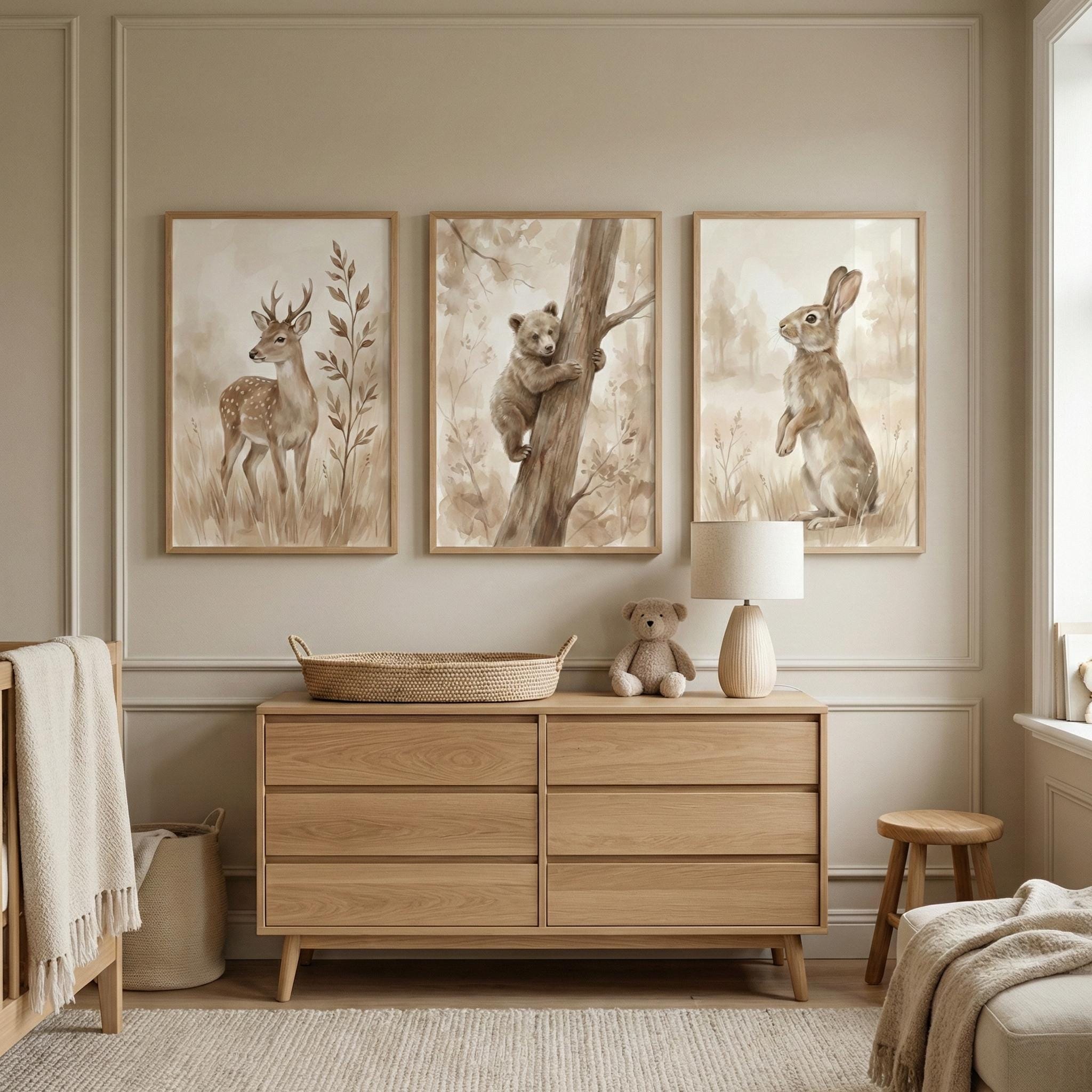 Bosdieren print neutrale kinde - Animals Baby Nursery recensie en prijs