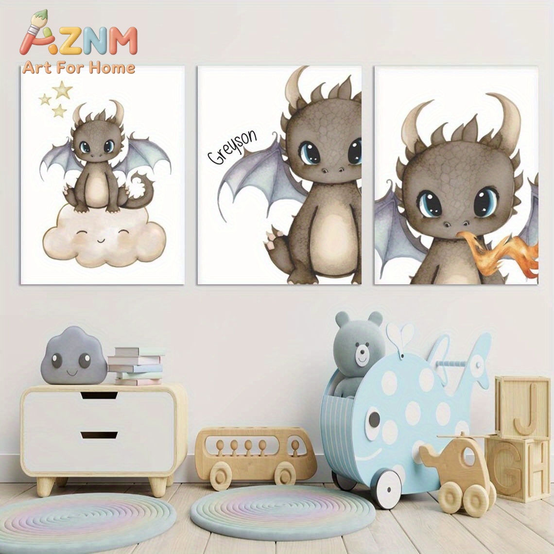 AZNM Schattig Baby Draak Canva - Baby Nursery Wall Art recensie en prijs