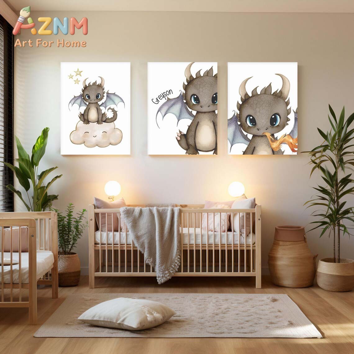 AZNM Schattig Baby Draak Canva - Baby Nursery Wall Art recensie en prijs