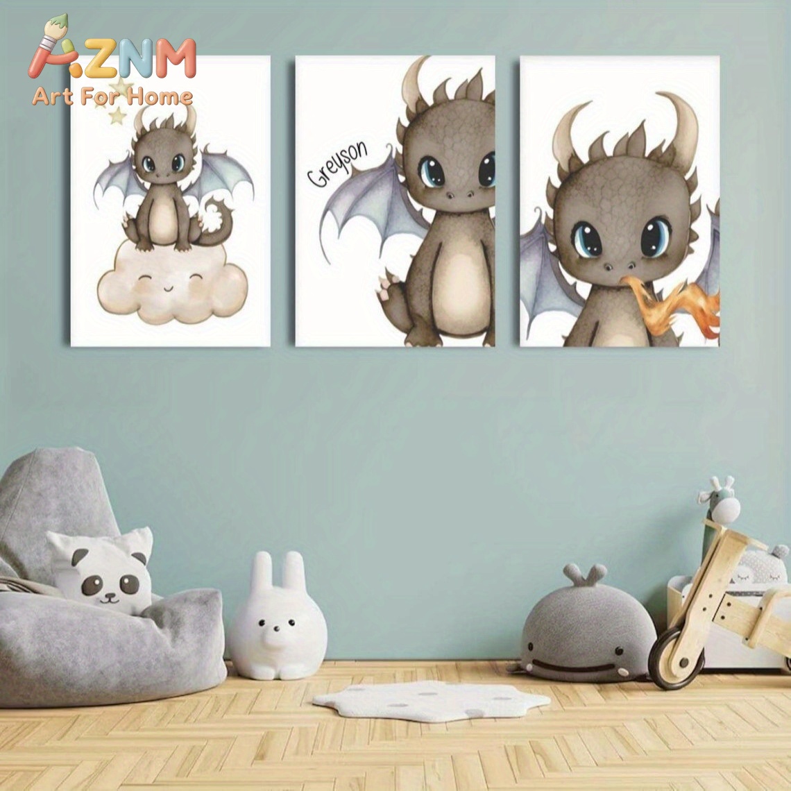 AZNM Schattig Baby Draak Canva - Baby Nursery Wall Art recensie en prijs