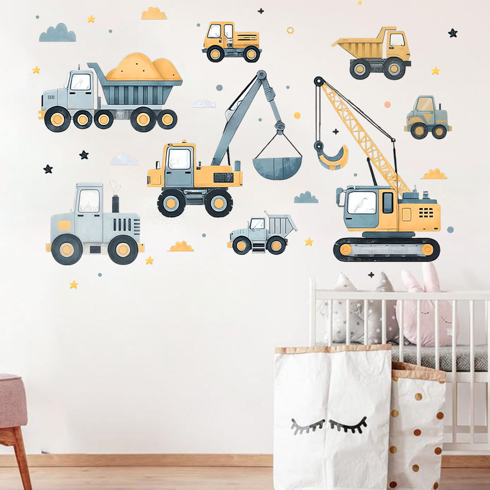 Cartoon graafmachine voertuige - Baby Nursery Decals recensie en prijs