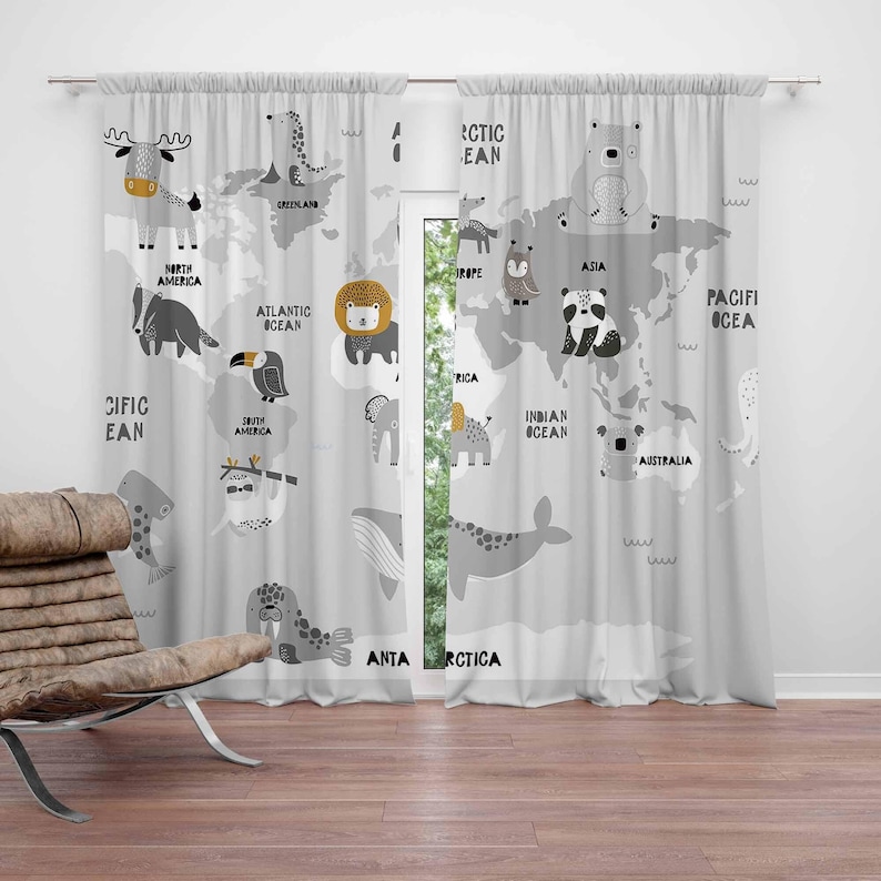 Wereldkaart Kinderkamer Gordij - Baby Nursery Blackout Curtains recensie en prijs