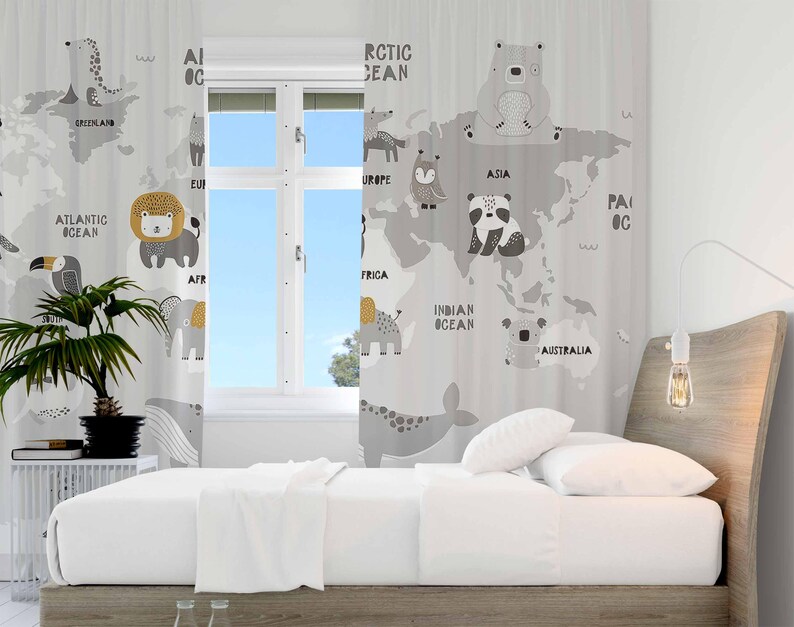 Wereldkaart Kinderkamer Gordij - Baby Nursery Blackout Curtains recensie en prijs