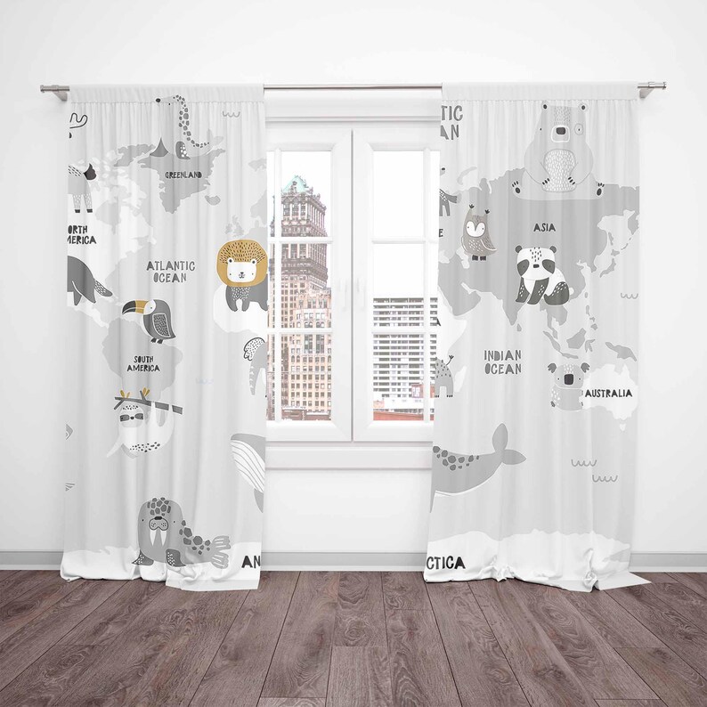 Wereldkaart Kinderkamer Gordij - Baby Nursery Blackout Curtains recensie en prijs