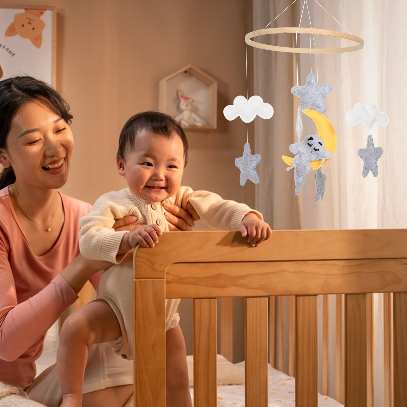 Vilten dierenwiegmobiel met ol - Animals Baby Nursery recensie en prijs