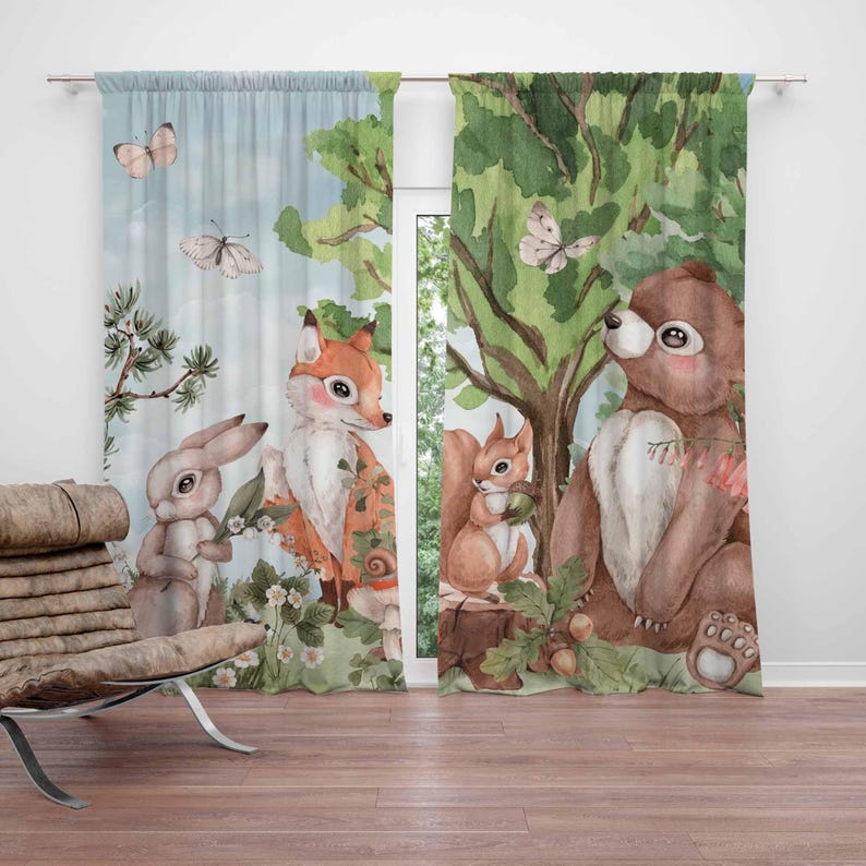 Bos Dieren Gordijnen Kinderen  - Baby Nursery Blackout Curtains recensie en prijs