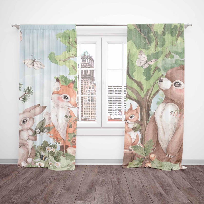 Bos Dieren Gordijnen Kinderen  - Baby Nursery Blackout Curtains recensie en prijs