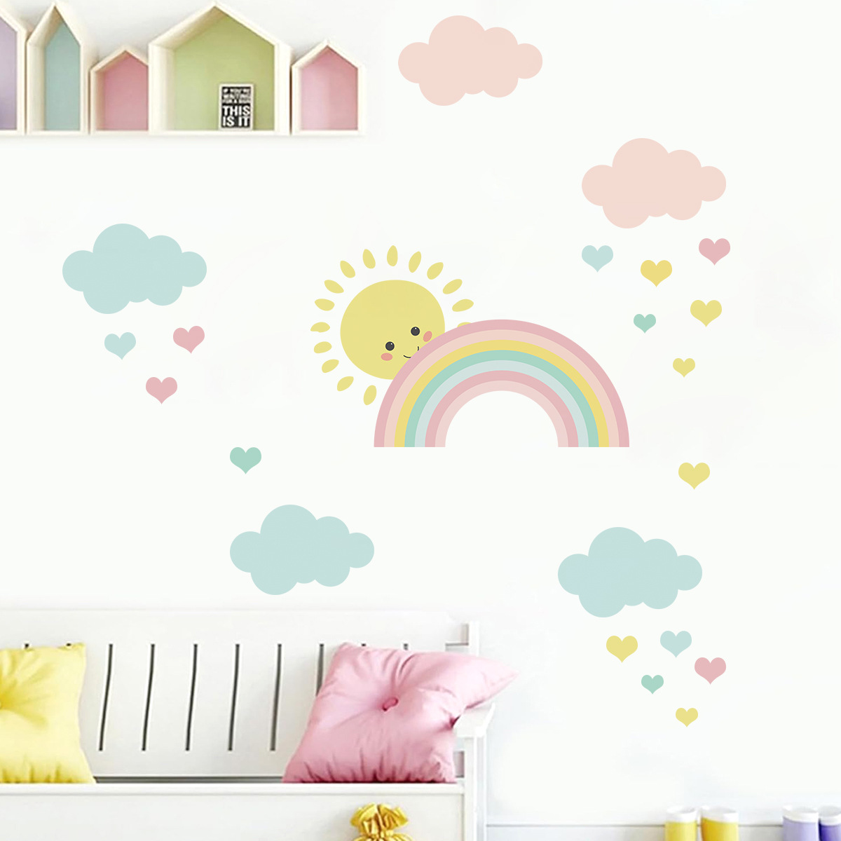 Cartoon Zon Regenboog Wolken M - Baby Nursery Boy recensie en prijs