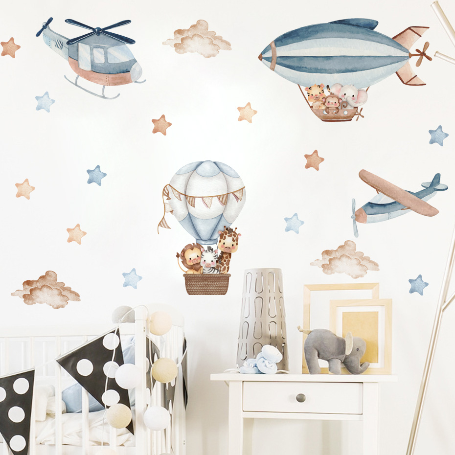 Aquarel Dieren Luchtballon Wol - Baby Nursery Boy recensie en prijs