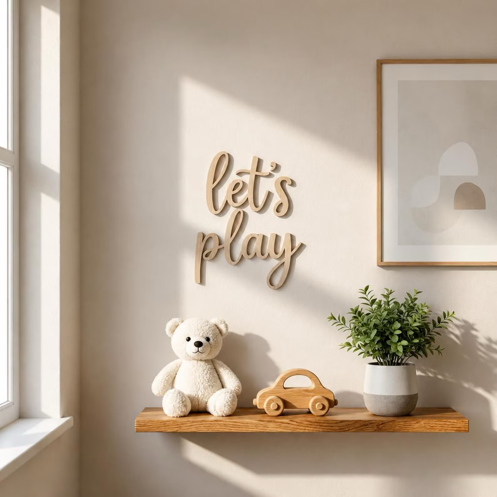 Laten we spelen houten wandbor - Baby Nursery Wall Art recensie en prijs