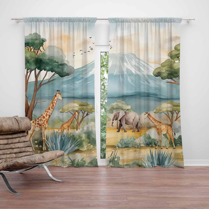 Safari Dieren Kindergordijnen  - Baby Nursery Blackout Curtains recensie en prijs